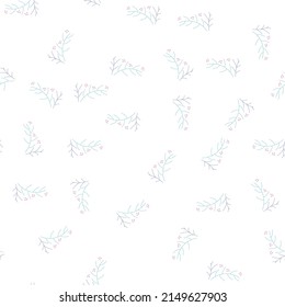 Patrón floral sobre blanco. Interminable fondo floral. Diseñar arte a partir de pequeñas bayas simples en una rama para el diseño y la impresión en tela. Motivo floral recurrente para el textil. Ilustración del vector