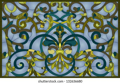 floral pattern on a window / Stained glass window