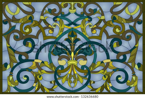 Floral Pattern On Window Stained Glass Stock Vector (royalty Free 