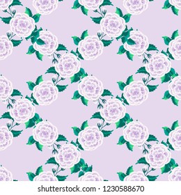 Floral pattern with one stroke painting imitation. Seamless folk pattern with flowers of roses. Vintage old style background. For textile, wallpaper, covers, surface, print, gift wrap, decoupage.