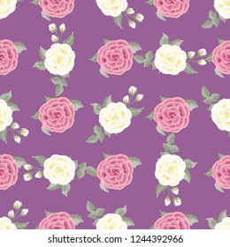Floral pattern with one stroke painting imitation. Seamless folk pattern with roses. Vintage old style shabby chic background. For textile, wallpaper, covers, surface, print, gift wrap, decoupage.