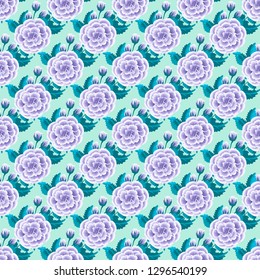 Floral pattern with one stroke painting imitation. Seamless folk pattern with flowers of roses. Vintage old style background. For textile, wallpaper, covers, surface, print, gift wrap, decoupage.