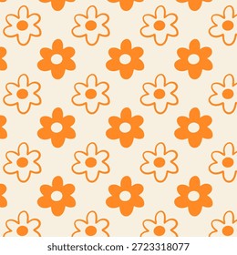 Patrón floral con flores de color naranja. Fondo repetitivo lindo perfecto para tela, Fondo de pantalla, papel de regalo, papelería y diseño decorativo moderno.