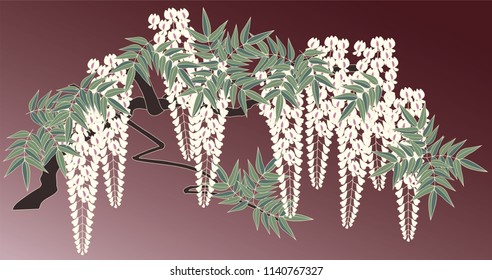 Floral Pattern with Orchid,vector illustration