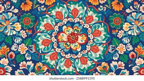 Floral pattern ornament in multi color, vector illustration style for background design.