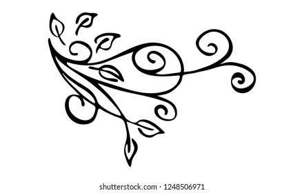 The floral pattern. Ornamental floral and geometric angles in different vintage style. Element for design corner. Vector set of design black and white illustration