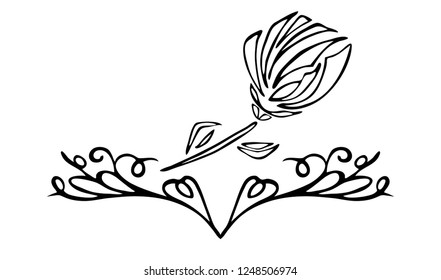 The floral pattern. Ornamental floral and geometric angles in different vintage style. Element for design corner. Vector set of design black and white illustration