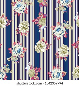 Floral  pattern  over Tartan pattern