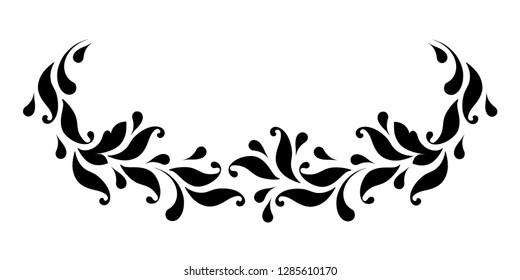 Floral pattern. Painted decoration of flowers for background, frame, collar, tattoo, etc. Semicircle.