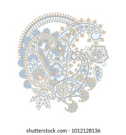Floral pattern with paisley ornament. Vector illustration