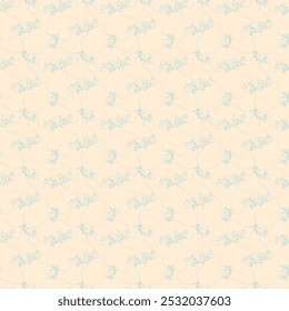 Floral pattern pale blue flowers on cream backdrop