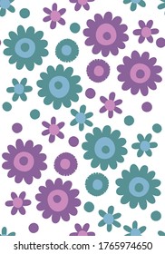 Floral pattern from paper cut shapes in green and turquoise. Great for fabric, wallpaper, invitations, scrapbooking, wrapping paper.