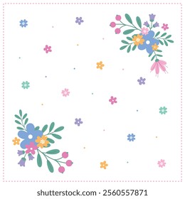 Floral pattern in pastel tones on a white background