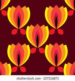 floral pattern with petal on a brown background. Vector
