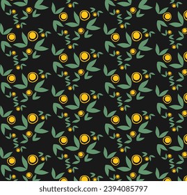  floral pattern - pink blush flowers elements, green leaves branches on dark black background; for wrappers, wallpapers, postcards, greeting cards, wedding invites, romantic