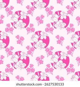 Patrón floral en colores rosados sobre fondo blanco