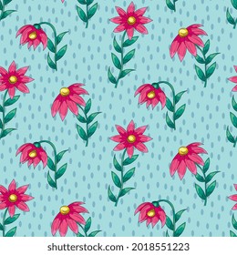 Patrón floral con flores de margarita rosa