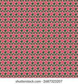 Blumenmuster von rosafarbenen Blumen auf dunkelgrünem Hintergrund Tapete Stil