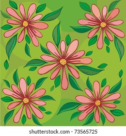 floral pattern - pink & green