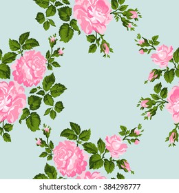 Floral pattern with pink roses. Vector Floral Background. Easy to edit. Perfect for invitations or announcements.
