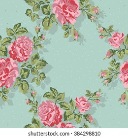 Floral pattern with pink roses. Vector Floral Background. Easy to edit. Perfect for invitations or announcements.