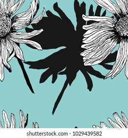 Floral pattern poppy  hand drawn flower , in vector,  wallpaper, textile, fabric