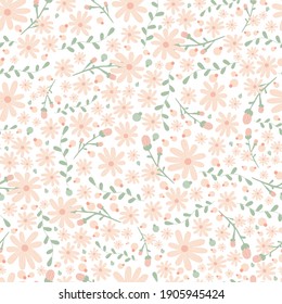 Floral pattern. Pretty flowers on white background. Printing with small pink flowers. Ditsy print. Seamless vector texture. Cute flower patterns. elegant template for fashionable printers