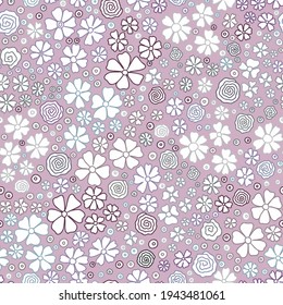 Blumenmuster. Hübsche Blumen auf pastellrosa Hintergrund. Drucken mit kleinen weißen Blumen. Ditsy-Druck. Nahtlose Vektorstruktur. Frühlingsbukett. Vektorgrafik