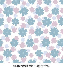 Floral pattern. Pretty flowers on white background. Printing with small purple flowers. Ditsy print. Seamless vector texture. Cute flower patterns. elegant template for fashionable printers