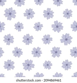 Floral pattern. Pretty flowers on white background. Printing with small purple flowers. Ditsy print. Seamless vector texture. Cute flower patterns. elegant template for fashionable printers