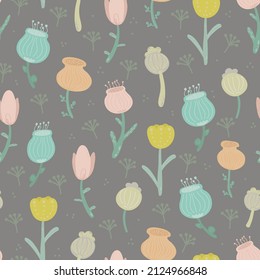 Floral pattern. Pretty flowers on white background. Printing with flowers and leaves. Ditsy print. Seamless vector texture. Spring bouquet.