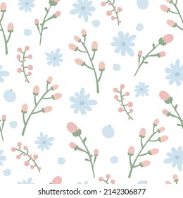 Floral pattern. Pretty flowers on white background. Printing with small pink flowers. Ditsy print. Cute elegant flower  template for fashionable printers