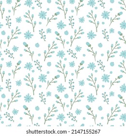 Patrón floral. Bonitas flores de fondo blanco. Impresión con flores pequeñas. Impresión Ditsy. Textura vectorial sin inconvenientes. Fondo floral vintage.