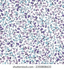 Floral pattern Pretty flowers on white background. Printing with small colorful flowers