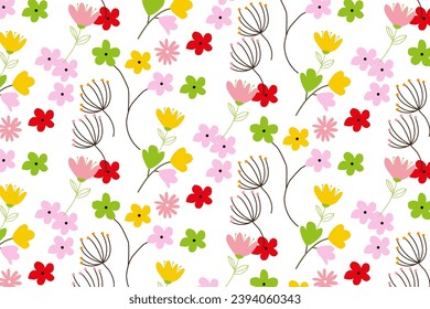Floral pattern. Pretty flowers on white background.Beautiful floral pattern in small abstract flowers.