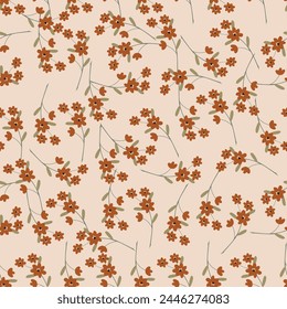 Floral pattern. Pretty flowers on white background. Printing with small yellow and pink flowers. Ditsy print. Seamless vector texture. Spring bouquet.