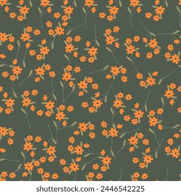 Floral pattern. Pretty flowers on white background. Printing with small yellow and pink flowers. Ditsy print. Seamless vector texture. Spring bouquet.