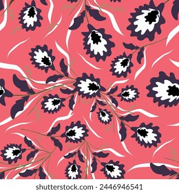 Floral pattern. Pretty flowers on white background. Printing with small yellow and pink flowers. Ditsy print. Seamless vector texture. Spring bouquet.