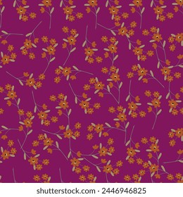 Patrón floral. Bonitas flores sobre fondo blanco. Impresión con Pequeñas flores amarillas y rosas. Impresión diminuta. Textura de Vector sin costuras. Ramo de primavera.