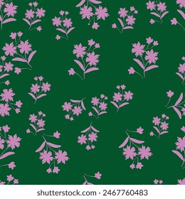 Blumenmuster. Hübsche Blumen auf farbigem Hintergrund. Drucken mit kleinen weißen Blüten. Ditsy Print. Nahtlose Textur der Vektorgrafik.