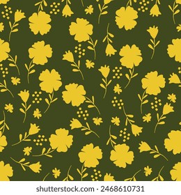 Floral pattern. Pretty flowers on color background. Printing with small white flowers. Ditsy print. Seamless vector texture. Spring bouquet