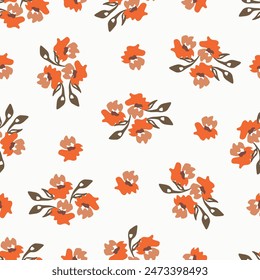 Patrón floral. Bonitas flores sobre fondo de color. Impresión con Pequeñas flores blancas. Impresión diminuta. Textura de Vector sin costuras. Ramo de primavera.