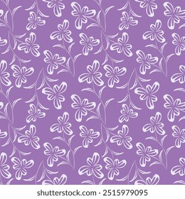 Floral pattern. Pretty flowers on white background. Printing with small yellow and pink flowers. Ditsy print. Seamless vector texture. Spring bouquet.