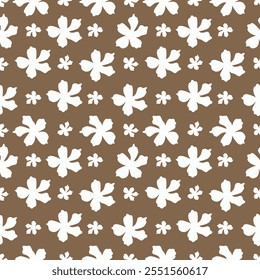 Floral pattern. Pretty flowers on gray blue background. Printing with small white flowers. Ditsy print. Seamless vector texture. Spring bouquet.