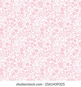 Floral pattern. Pretty flowers on white background. Small flower, ditsy print, ditsy style. Botanic surface design.Sweet floral seamless pattern for fashion, wrapping, printing on fabrics and surface.