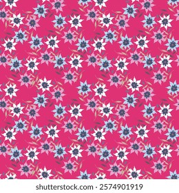 Floral pattern. Pretty flowers on white background. Printing with small yellow and pink flowers. Ditsy print. Seamless vector texture. Spring bouquet