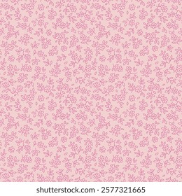 Floral pattern. Pretty flowers on pale rose background. Printing with small pink flowers. Ditsy print. Seamless vector texture. Spring bouquet. Template with chamomile for fashion prints. Stock.