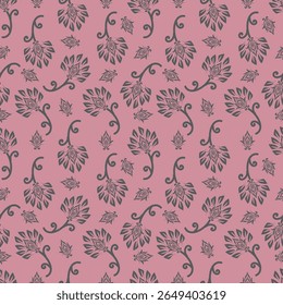 Floral pattern. Pretty flowers on gray blue background. Printing with small white flowers. Ditsy print. Seamless vector texture. Spring bouquet.