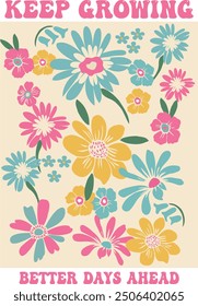 floral pattern print kids vector flower design