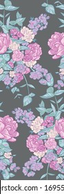 Floral pattern print. Floral motiv. Pattern rapport for print and for fabric.